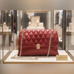 ALDO Red Quilted Crossbody Bag Gold Chain Strap Flap Clutch Vegan Leather Y2K